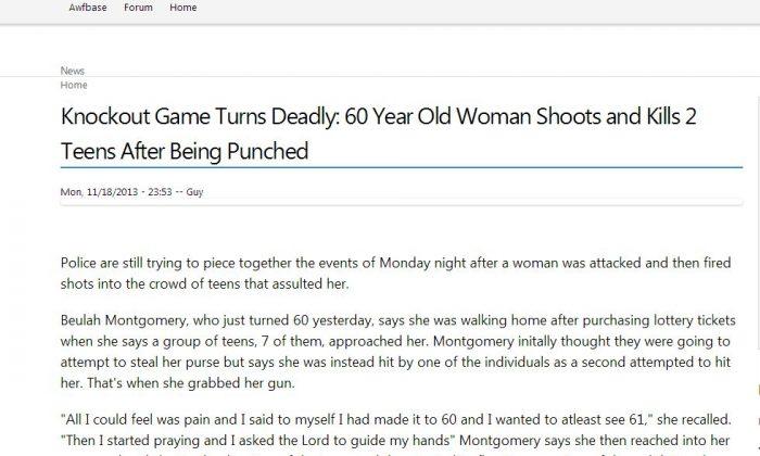 Knockout Game: Did 60-year-old Woman Beulah Montgomery Kill 2 Teens After Getting Punched?
