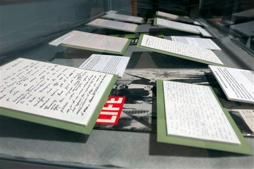 In this Oct. 29, 2013 photo, correspondence between Marina Oswald and Ruth Paine as well as affidavits given to police at the time of President Kennedy's assassination are on display at the Ruth Paine House Museum Visitors' in Irving, Texas, on Oct. 29, 2013. The museum in the small, two-bedroom home that once belonged to Ruth Paine, who had befriended Lee Harvey Oswald’s wife Marina and let her live there with her two daughters. (Rex C. Curry/AP Photo)