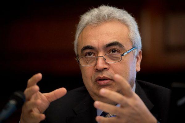 Fatih Birol, executive director of the International Energy Agency, addresses the media at a press conference in central London, Nov. 12, 2021. (Leon Neal/AFP/Getty Images)