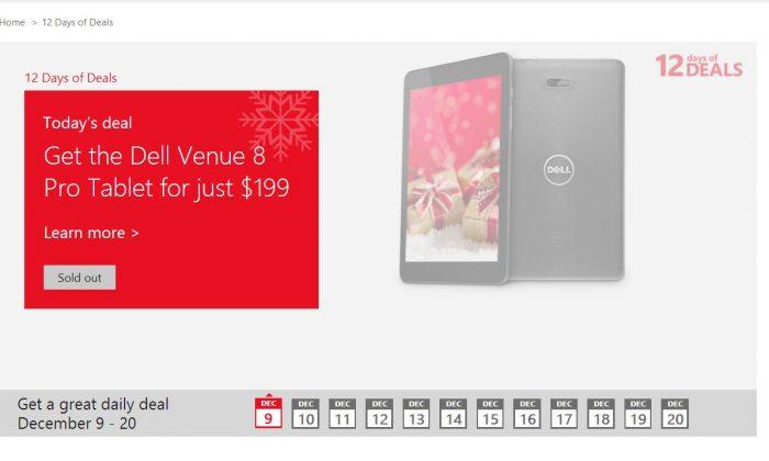 Microsoft Store: ‘12 Days of Deals’ Apparently Leaks Online, Dell Venture 8 Pro First Deal