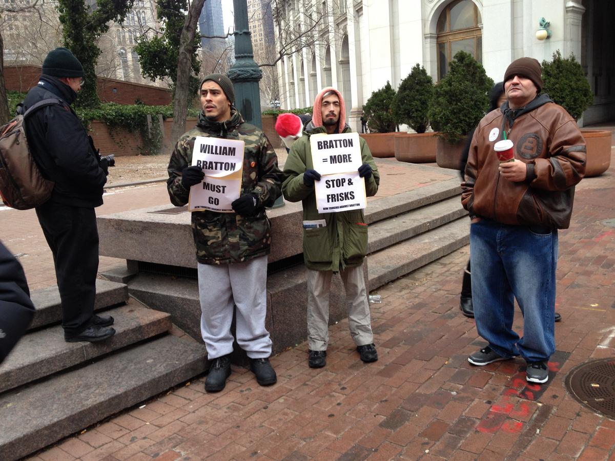 Protesters Oppose the Return of Bill Bratton