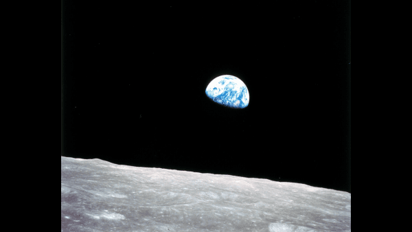 The "Earthrise" photo taken by astronaut William Anders on Dec. 24, 1968, during the Apollo 8 mission. (Courtesy of NASA)