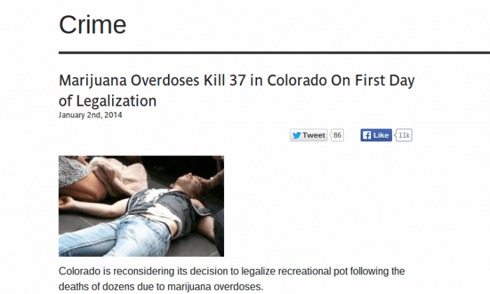Marijuana Overdoses Kill 37 in Colorado On First Day of Legalization? Nope, That’s a Hoax