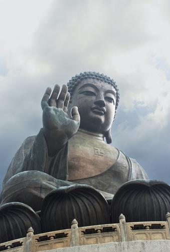 A Buddha statue on Lantau Island, Hong Kong with a swastika symbol on the chest. (Shutterstock*)