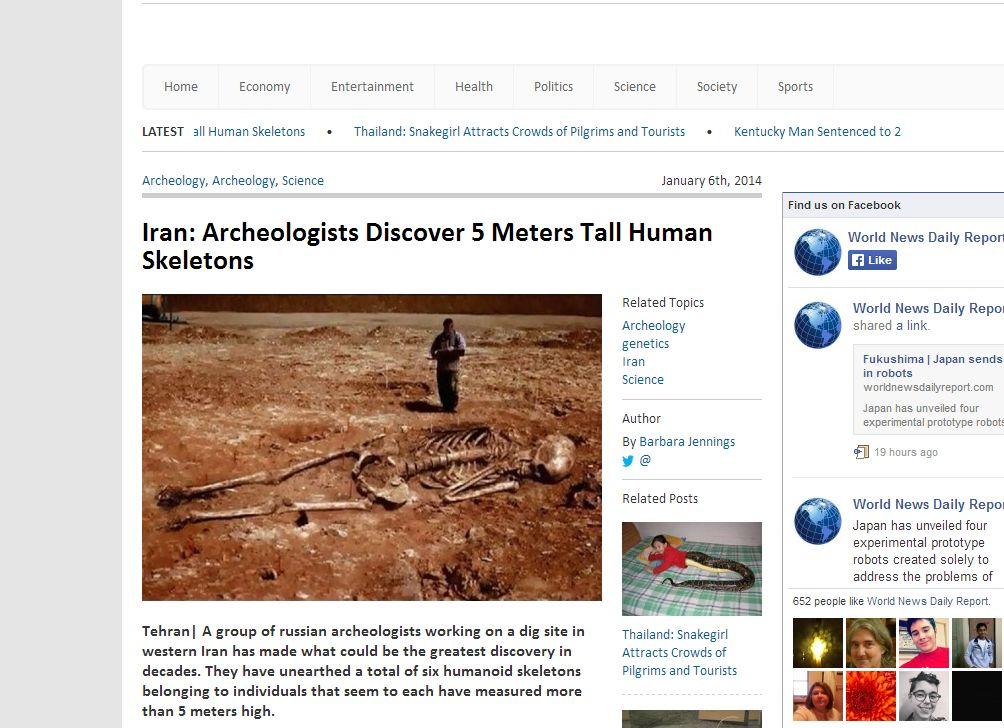 ‘Iran Archeologists Discover 5 Meters Tall Human Skeletons’ is a Hoax