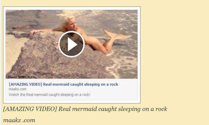 ‘Real Mermaid Caught Sleeping On a Rock’ is a Facebook Video ‘Like’ Scam