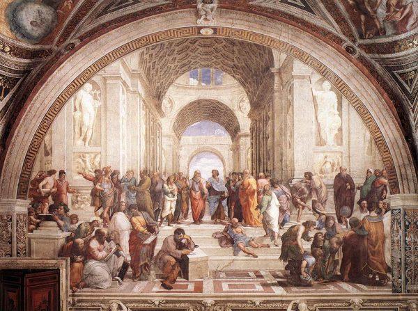 “The School of Athens.” Fresco, 1509. Stanza della Segnatura, Palazzi Pontifici. Vatican, Holy See, Vatican City State. (Public Domain)