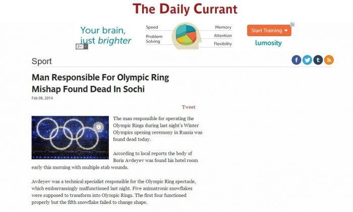Olympic Ring Mishap-Man Responsible Satire: Boris Avdeyev Not Found Dead, Stabbed in Sochi