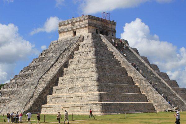 The Temple of Kulkulkan, also known as El Castillo, counts 91 steps on each of the temple’s four sites with the top platform making the 365th—one step for each day of the year. The pyramid is nearly 100 feet high. (Wibke Carter)