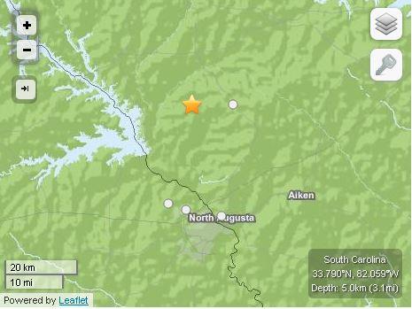 Earthquake Today in South Carolina: Quake Hits Near Edgefield; Augusta, GA