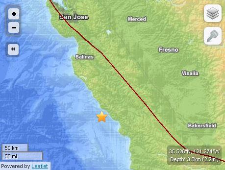 Earthquake Today in California, Near San Simeon and Morro Bay