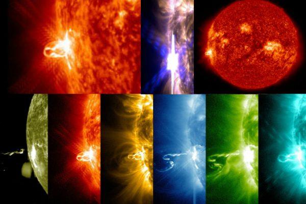 A compilation of NASA images of a solar flare as seen on Feb. 25, 2014 (Feb. 24 EST).