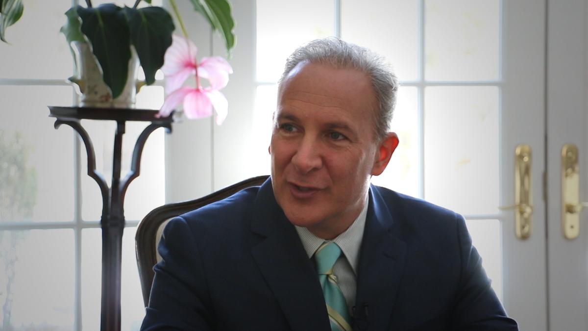 Peter Schiff, CEO of Euro Pacific Capital, talks to Epoch Times on March 6, 2014. (Seth Hirsch/NTD Television)