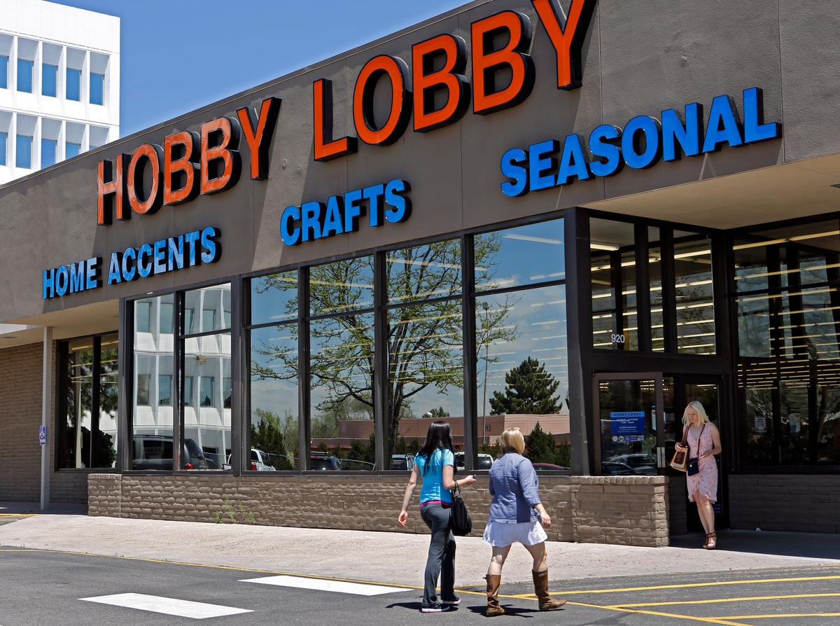 Customers at a Hobby Lobby store in Denver, Colorado, on May 22, 2013. (AP Photo/Ed Andrieski)