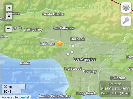 Earthquake Today Near Universal City, Beverly Hills, and West Hollywood Outside of LA