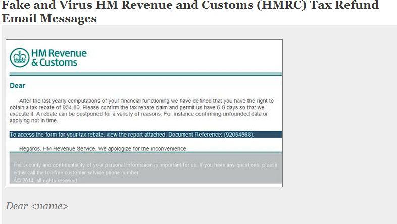 HM Revenue and Customs (HMRC) Tax Refund, Legal Action Fake Emails Contain a Viruses; Don’t Open Them