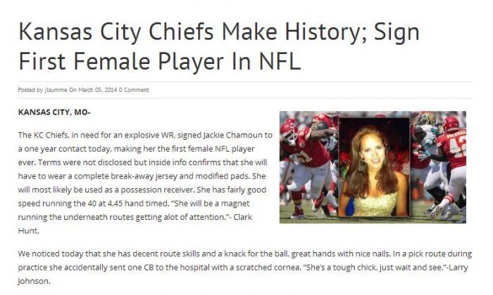 ‘Kansas City Chiefs Make History; Sign First Female Player In NFL’ is Fake; No, Jackie Chamoun Isn’t a WR
