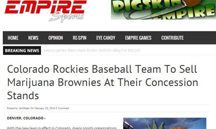 ‘Colorado Rockies Baseball Team To Sell Marijuana Brownies At Their Concession Stands’ is Fake