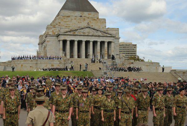 A general view during the annual Anzac Day march at the Shrine of Remembrance on April 25, 2013 in Melbourne, Australia. (Scott Barbour/Getty Images)