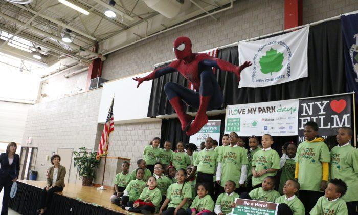 Spiderman Encourages Children to Participate in I Love My Park Day