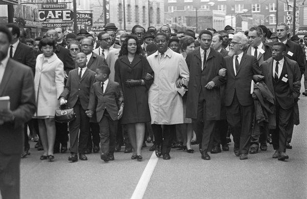 Coretta Scott King (5R) leads a "March on Memphis" on 9 April 1968, five days after the assassination of her husband, civil rights leader Martin Luther King. Andrew Young (3R), became U.S. president Jimmy Carter's ambassador to the United Nations and mayor of Atlanta. (AFP/AFP/Getty Images)