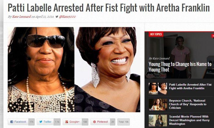 Aretha Franklin - Patti LaBelle Fist Fight Article isn’t Real