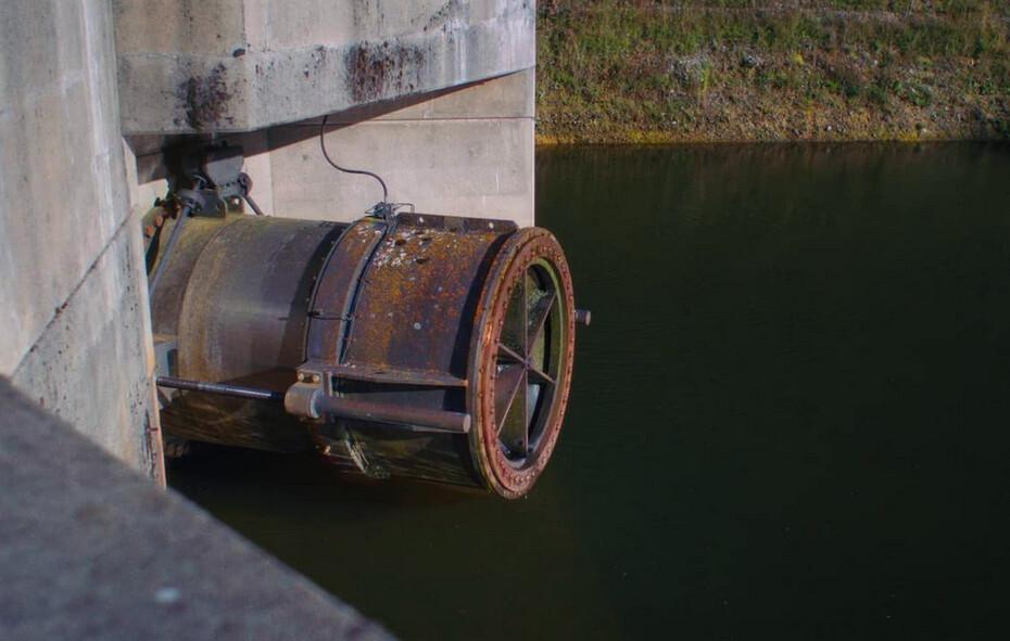 The sluice gate of Oregon's Green Peter hydroelectric dam in "Night Moves." (Cinedigm/Tipping Point Productions)