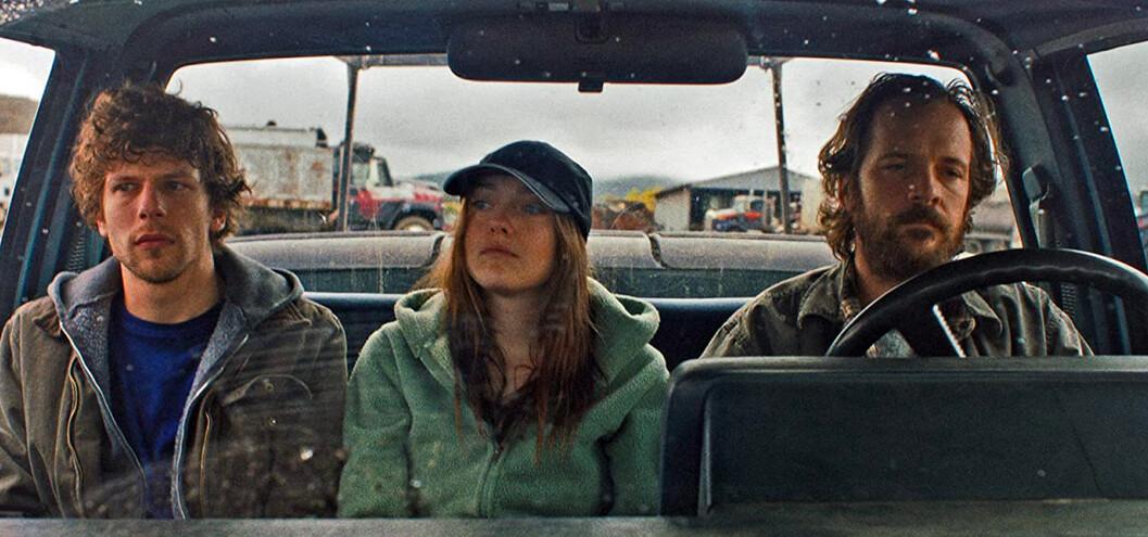 (L–R) Jesse Eisenberg, Dakota Fanning, and Peter Sarsgaard play eco-terrorists in "Night Moves." (Cinedigm/Tipping Point Productions)