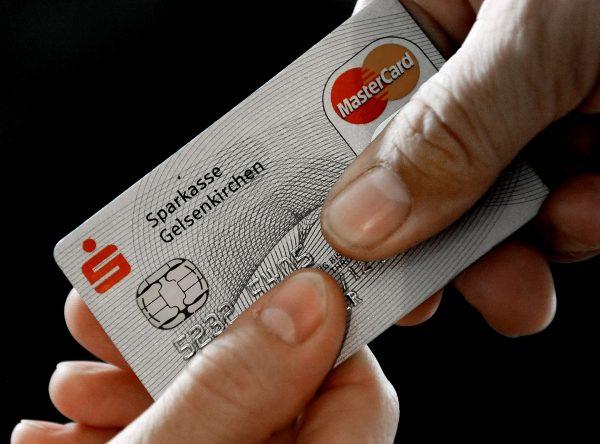 A Mastercard chip-based credit card is posed for a photo in Gelsenkirchen, Germany on Nov. 18, 2009. (Martin Meissner/AP Photo)