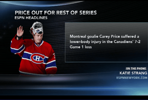 Canadiens Lose Price For Rest Of Series