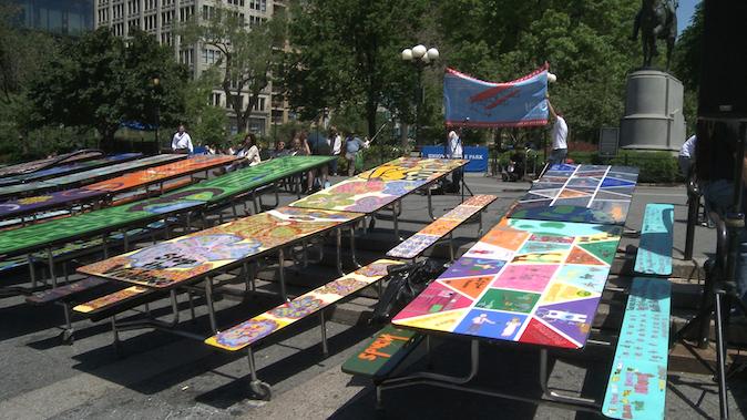 Students Turn Lunch Tables Into Social Art