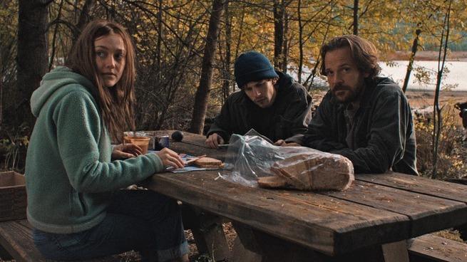 (L–R) Dakota Fanning, Jesse Eisenberg, and Peter Sarsgaard play a trio of eco-terrorists in "Night Moves." (Courtesy of Cinedigm/ Tipping Point Productions)