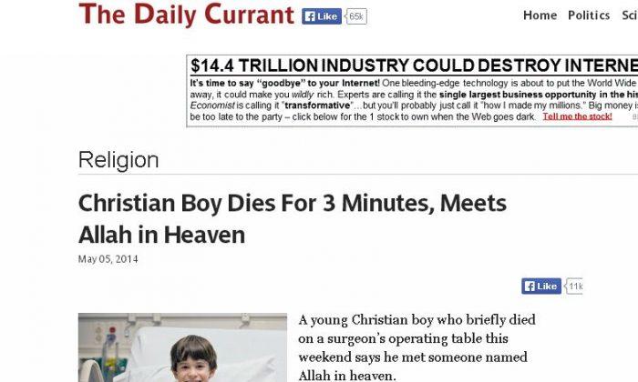 Christian Boy ‘Dies For 3 Minutes, Meets Allah in Heaven’ is Satire; Bobby Anderson Story Not Real