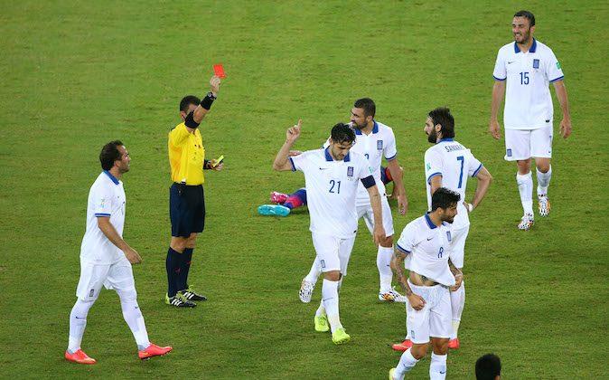 Kostas Katsouranis Red Card Video Today: Greece Captain Sent Off Against Japan, Will Miss Colombia Match