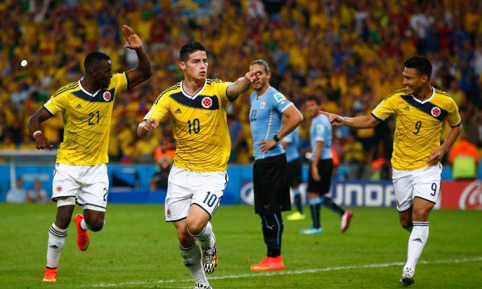 James Rodriguez Goal Videos: Watch World Cup 2014 Top Scorer Put Away Two for Colombia Against Uruguay Today