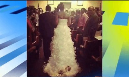 Bride Attaches Her Baby to Wedding Dress (Video)