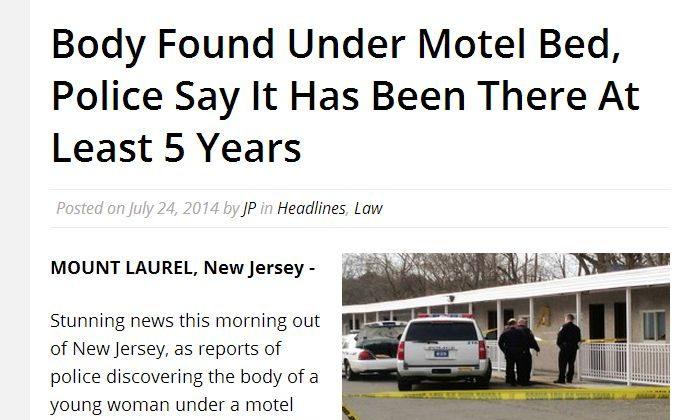Body Found Hoax: ‘Under Motel Bed, Police Say It Has Been There At Least 5 Years’ in Mount Laurel 100% Fake