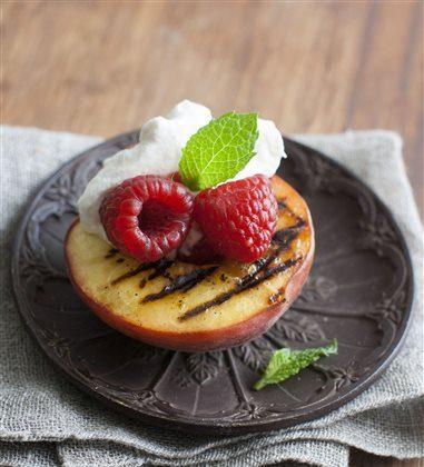 Grilled Peaches, Berries, and Cream Dessert