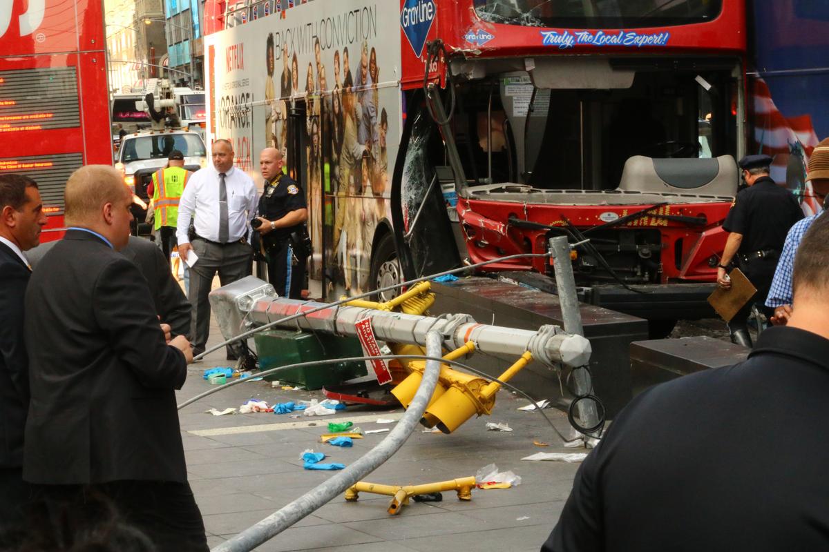Theater District Tour Bus Crash Injures 14