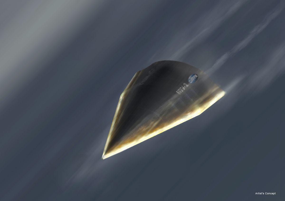 An artistic rendition of DARPA’s Hypersonic Technology Vehicle (HTV-2). China is also researching hypersonic weapons. (DARPA)