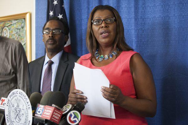 Letitia James during a news conference in New York on Aug. 11, 2019. (Samira Bouaou/Epoch Times)