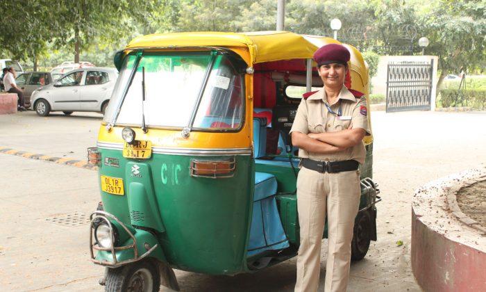 New Delhi’s Only Female Three-Wheeled Taxi Driver