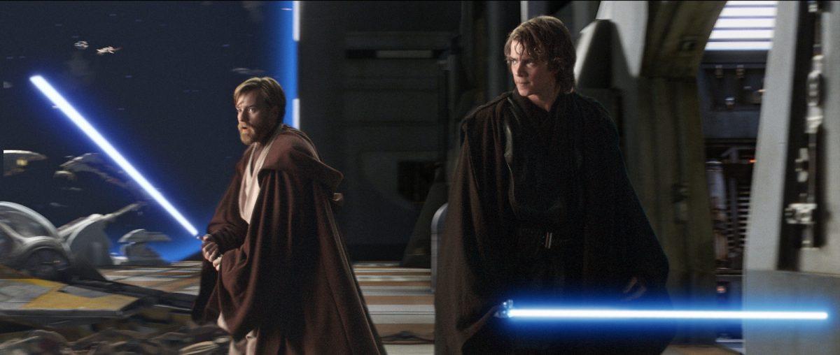 Obi-Wan Kenobi (Ewan McGregor, left) and Anakin Skywalker (Hayden Christensen) launch a daring rescue attempt aboard an enemy ship, in "Star Wars: Episode III Revenge of the Sith." (AP Photo/ Lucasfilm/Twentieth Century Fox)