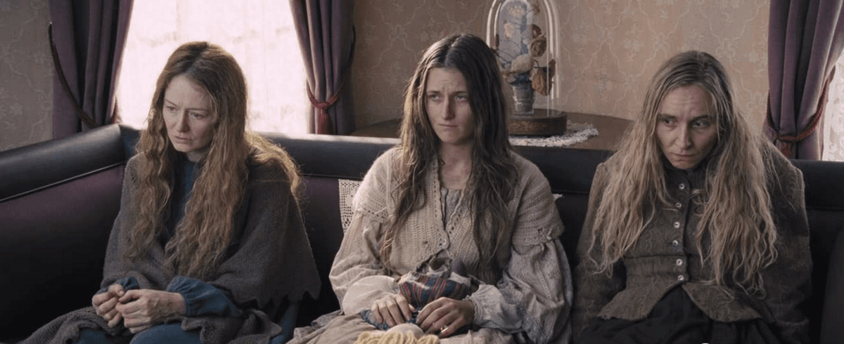 (L–R) Miranda Otto, Grace Gummer, and Sonja Richter play women suffering from prairie madness in "The Homesman." (Roadside Attractions)
