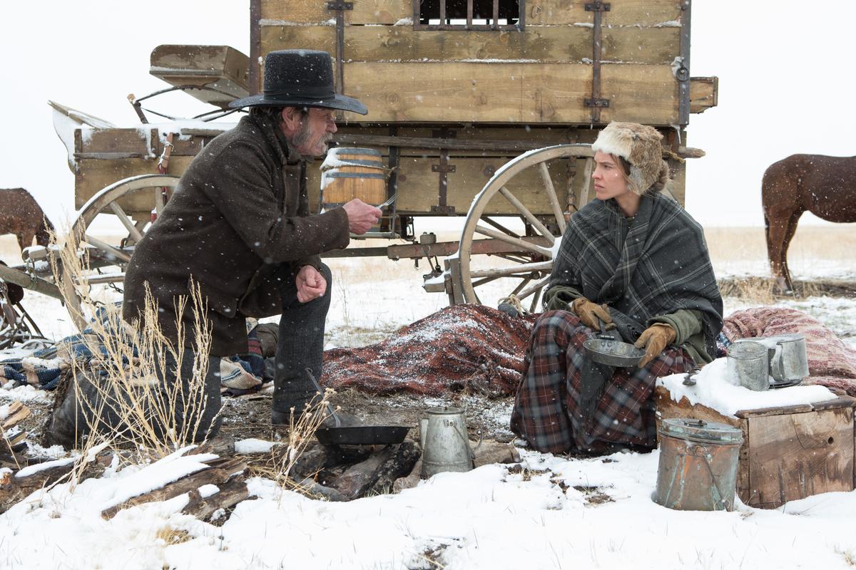 Hilary Swank and Tommy Lee Jones in "The Homesman." (Roadside Attractions)