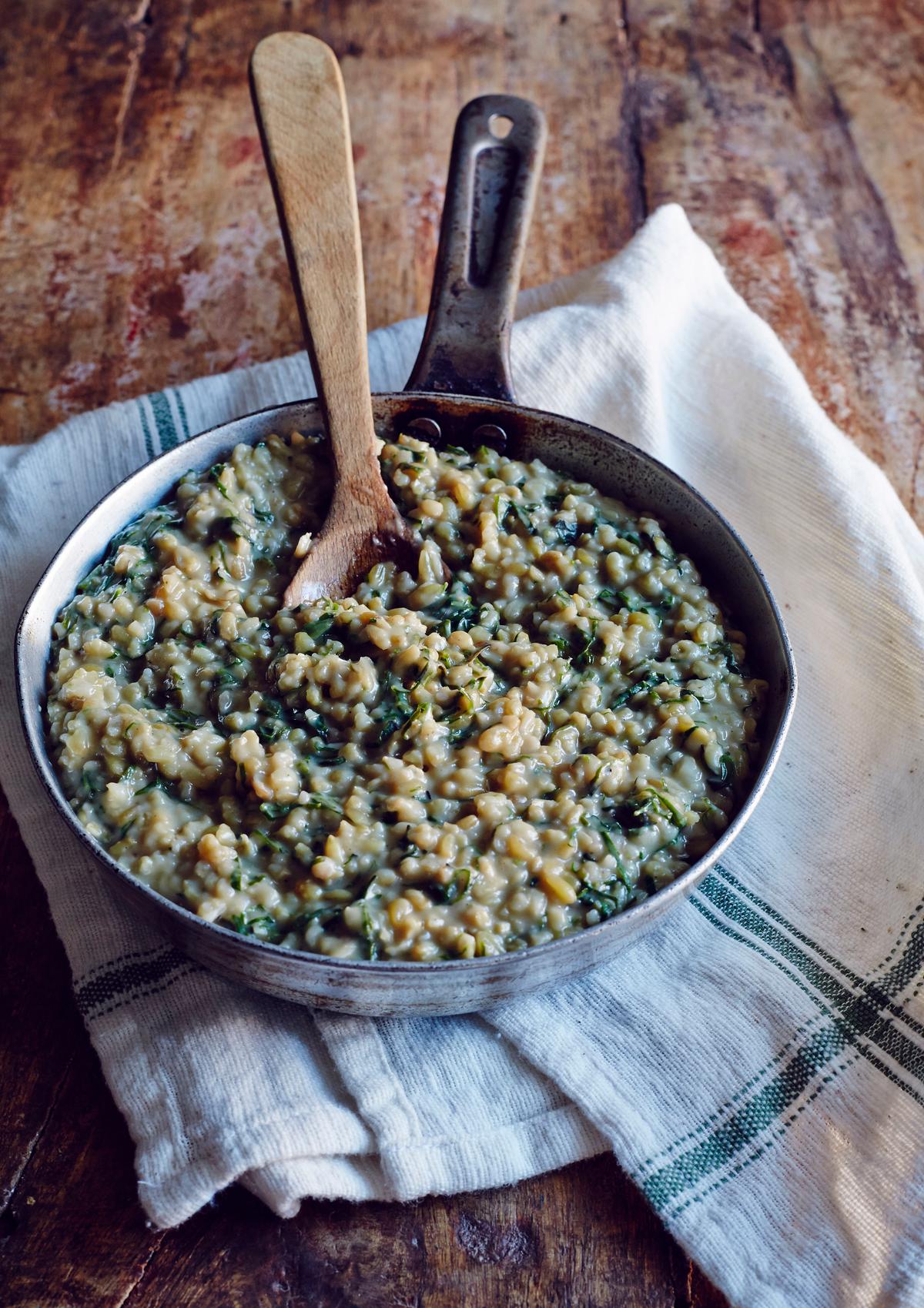 Chef Sean Brock’s Farrotto With Acorn Squash and Red Russian Kale