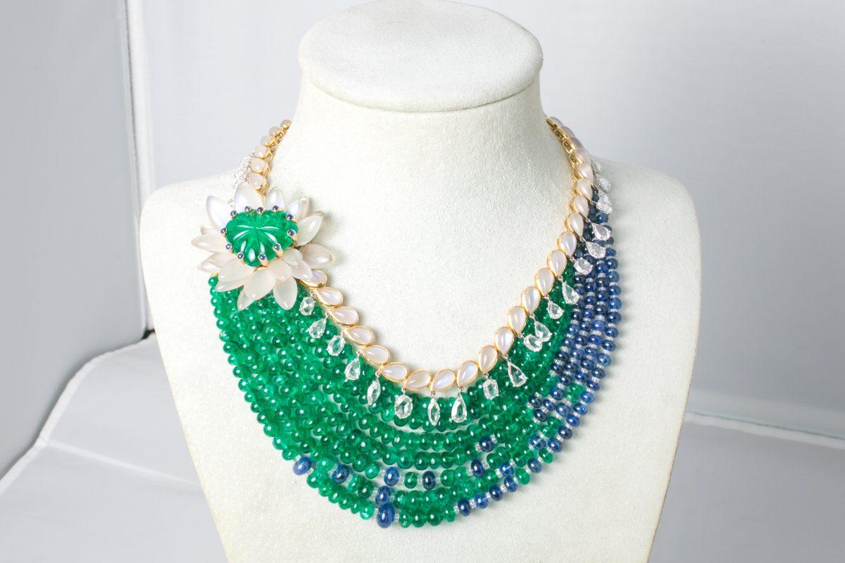 Emerald necklace by Prince Dimitri of Yugoslavia at his salon in Midtown Manhattan on Jan. 30. (Benjamin Chasteen/Epoch Times)