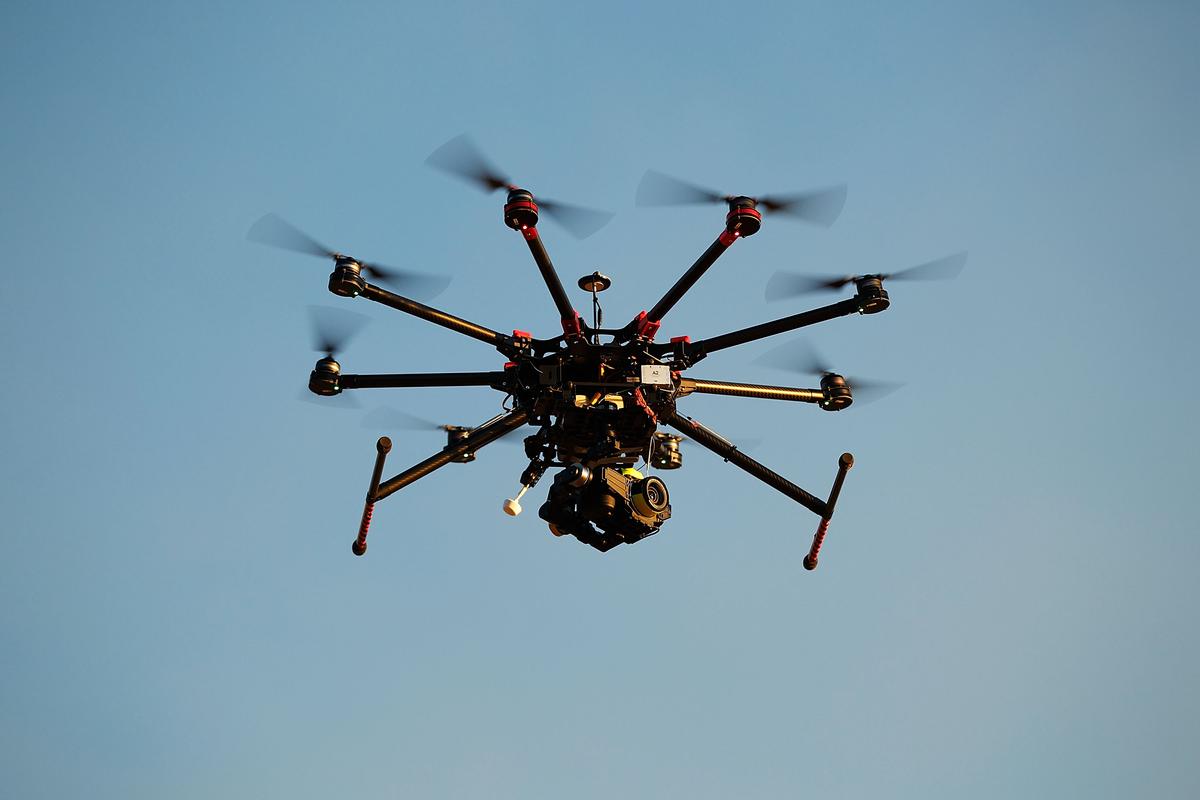A custom-built DJI s1000 Drone in operation at Palm Beach in Sydney, Australia, on July 4, 2014. (Brendon Thorne/Getty Images)
