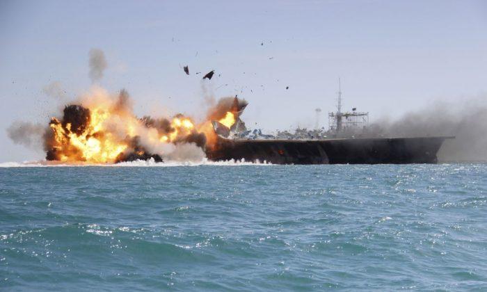 See Iran Destroy a Fake US Aircraft Carrier in Strait of Hormuz