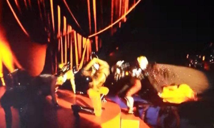 Madonna Video: Falls Down Stairs at Brit Awards, Not Injured